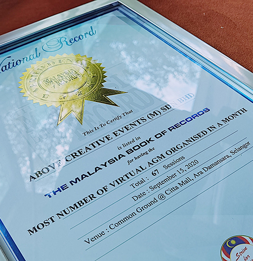 The Malaysia Book of Records - Most Number of Virtual Annual General Meetings in a Month