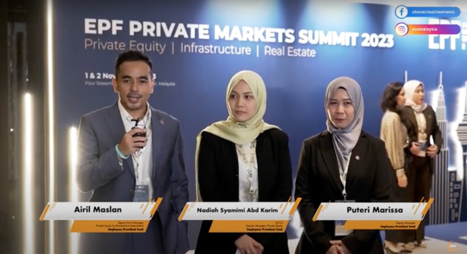 Airil Maslan, Nadiah Syamimi Abd Karim and Puteri Marissa, EPF Private Markets Summit